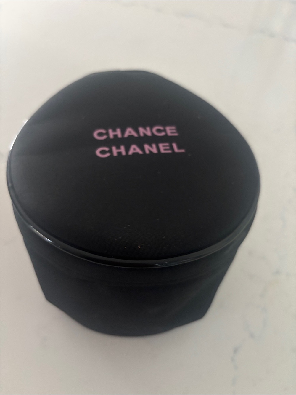 Chanel Chance Beautycore Pouch Bag Black Pink Gift Zipper Round Makeup 4"H x 6"W